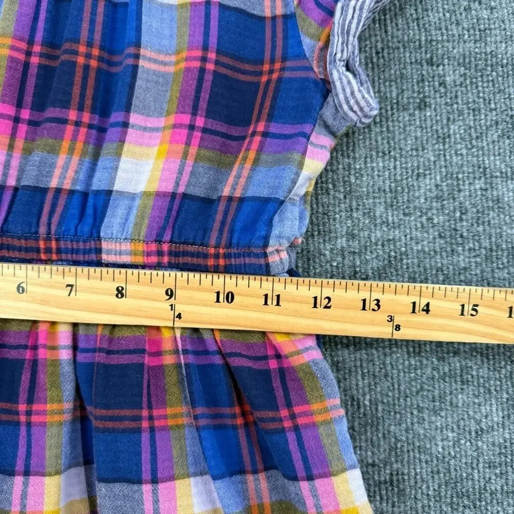 Cat & Jack Girls Plaid Shirt Dress Size 6 Multicolor Gauzy Double Weave Cotton